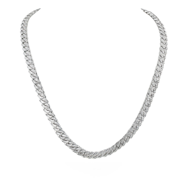14k White Gold Mens Custom Diamond Cuban Chain 8.50 Ctw