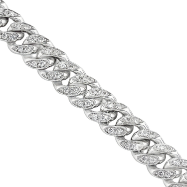 14k White Gold Mens Custom Diamond Cuban Chain 8.50 Ctw
