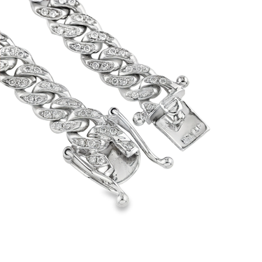 14k White Gold Mens Custom Diamond Cuban Chain 8.50 Ctw