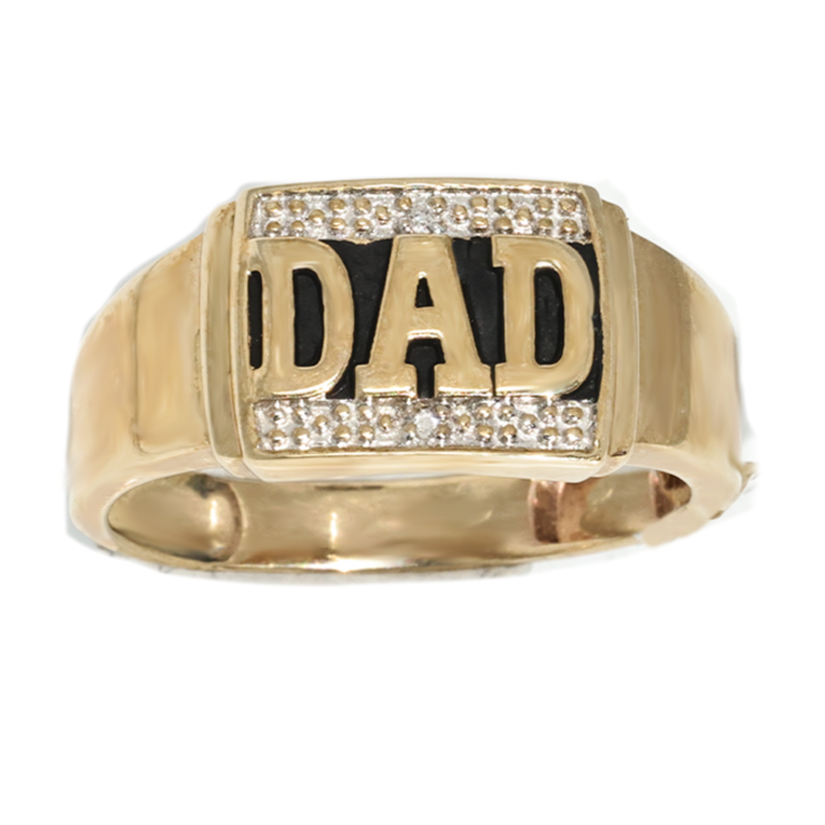White Gold / 4 10K Dad Yellow Gold Mens Diamond Pinky Ring .30 Ctw