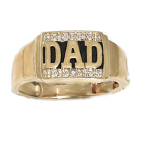 Thumbnail for White Gold / 4 10K Dad Yellow Gold Mens Diamond Pinky Ring .30 Ctw