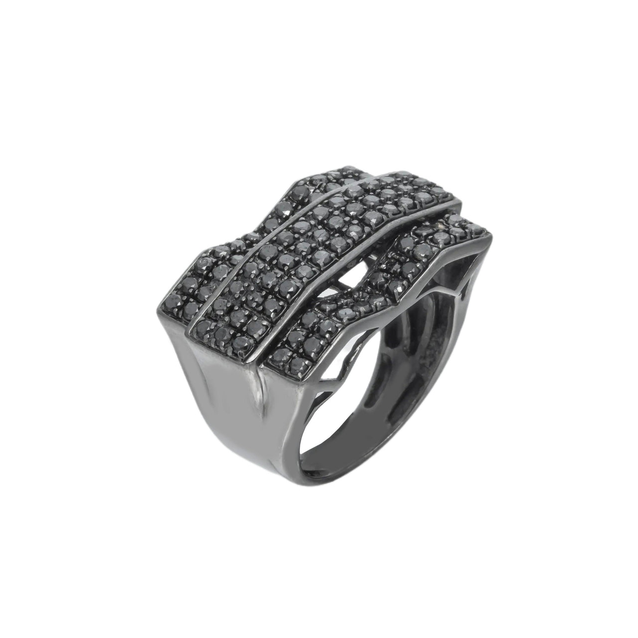 10k Black Invisible Diamond Ring 1.51ctw