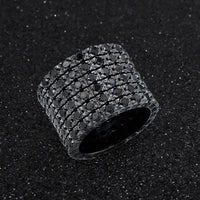 Thumbnail for 14K Black Rhodium Mens Diamond Eternity Ring Band With Black Diamonds 7.14 Ctw