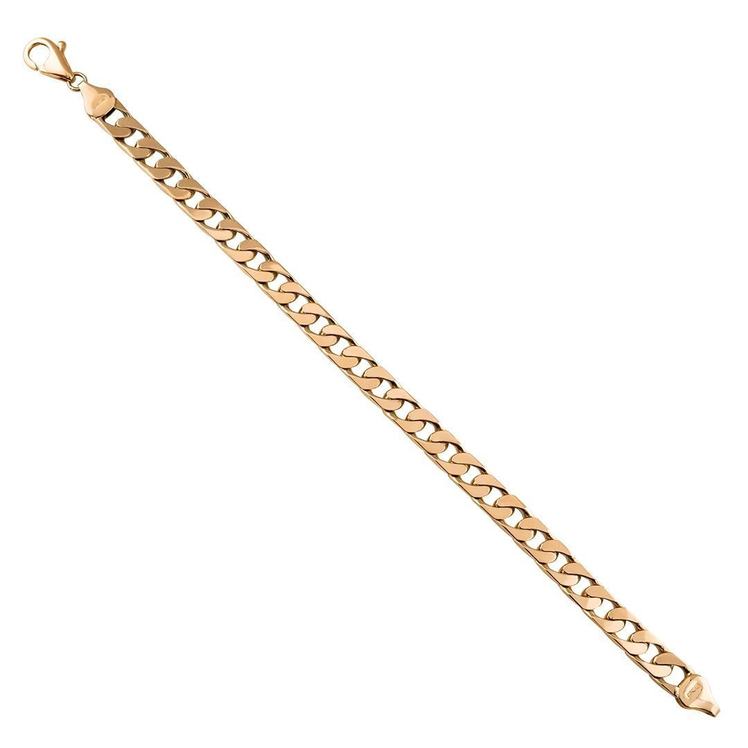 10K Rose Gold Square Curb Bracelet 7 mm
