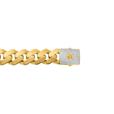 10k Yellow Gold Large Hollow Cuban Link Bracelet 2.5 Ctw CZ