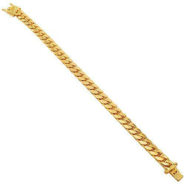 14K Solid Yellow Gold Mens Cuban Bracelet 8 mm