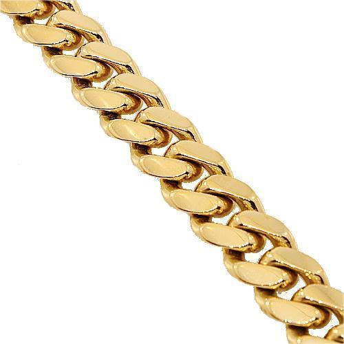14K Solid Yellow Gold Mens Cuban Link Bracelet 10 mm
