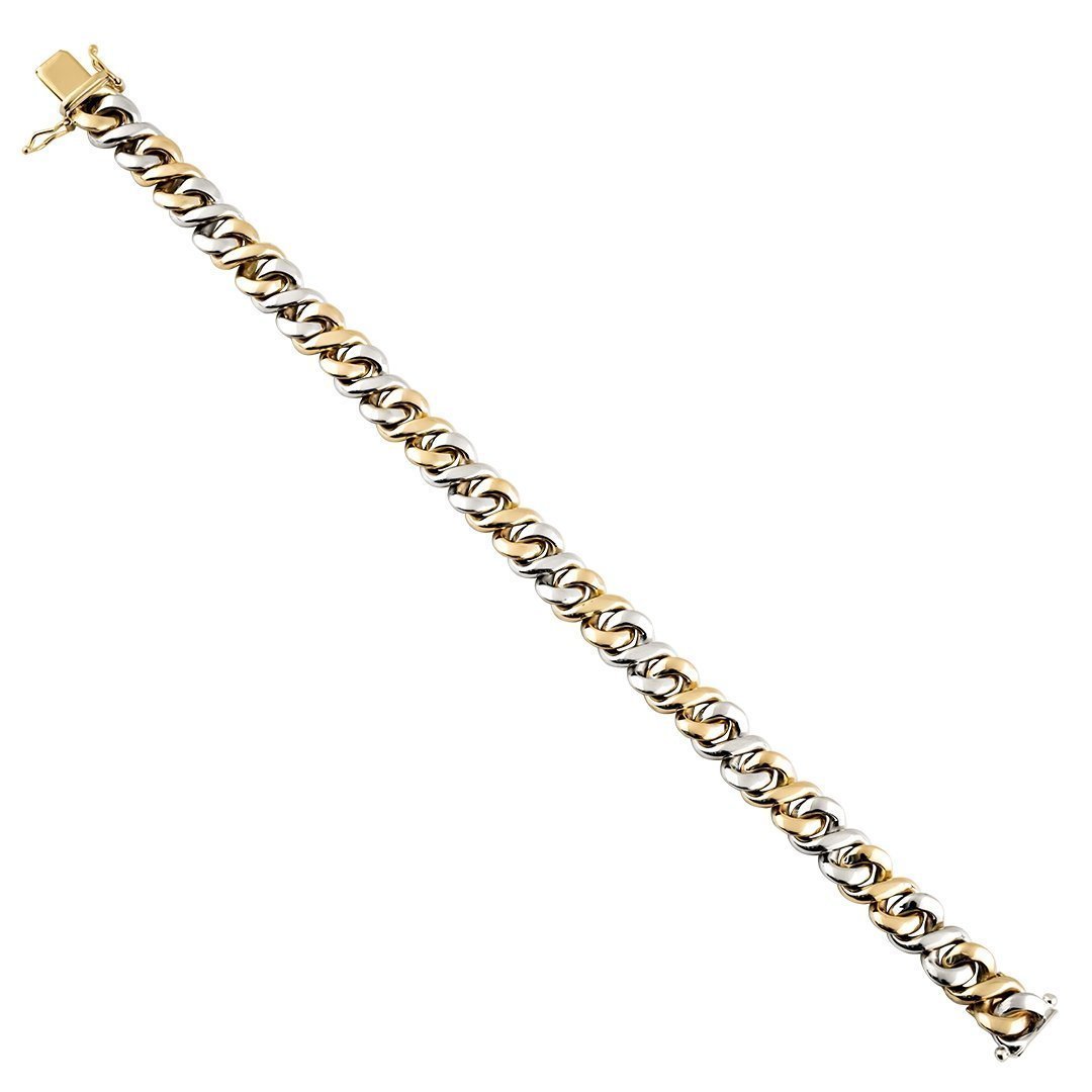 14k Two Tone Gold Infinity Link Bracelet 9 mm