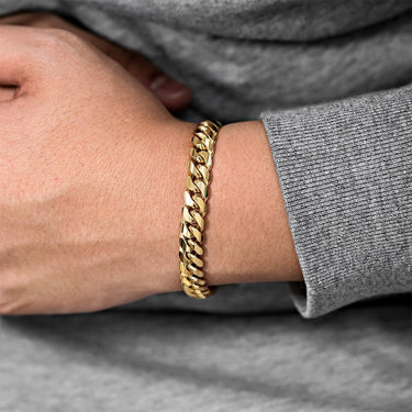 14K Yellow Gold Miami Cuban Link Bracelet 9 mm