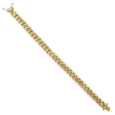 14K Yellow Solid Gold Mens Cuban Bracelet 9.5 mm
