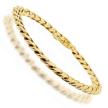 14K Yellow Solid Gold Mens Cuban Link Bracelet 7 mm