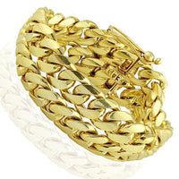 Thumbnail for 14K Yellow Solid Gold Mens Double Cuban Link Bracelet 23 mm