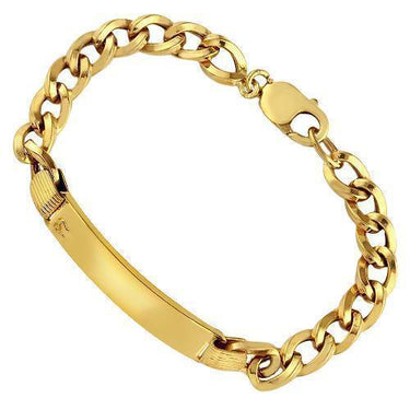 14K Yellow Solid Gold Mens ID Bracelet 12mm