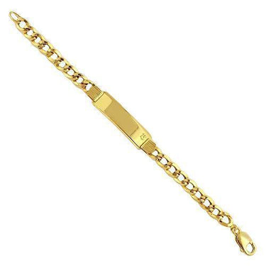 14K Yellow Solid Gold Mens ID Bracelet 12mm