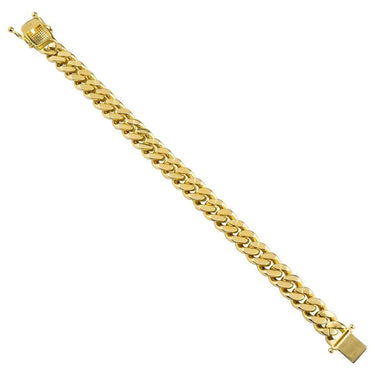 18k Yellow Gold Plated Silver Mens Lab Created Stones Cuban Link Bracelet 12 mm