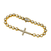 Thumbnail for 14k Yellow Gold Diamond Cross Bracelet 5 Ctw