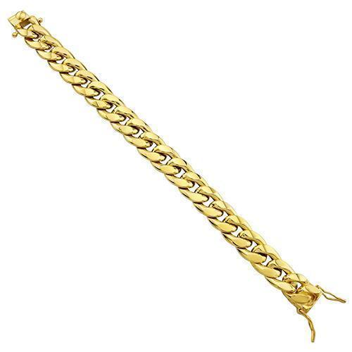 Hollow Cuban Link Bracelet in 14k Yellow Gold 15 mm