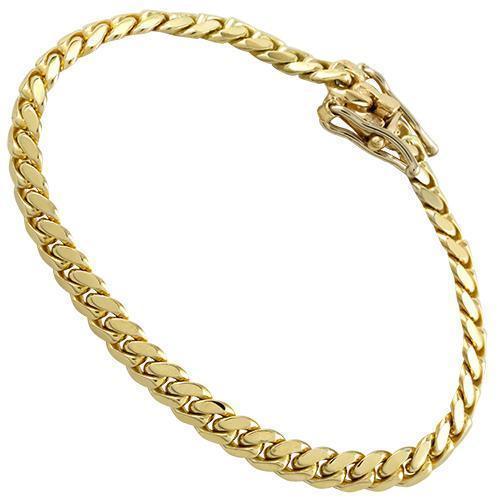 Mens Hollow Cuban Link Bracelet in 14k Yellow Gold