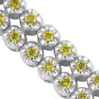 Thumbnail for 10K Solid White Gold Two-Row Yellow Diamond Bracelet 3.06 Ctw