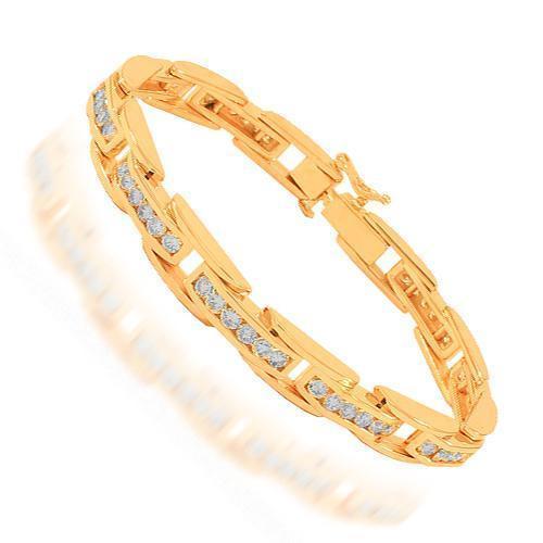 14K Solid Rose Gold Mens Diamond Bracelet 6.00 Ctw