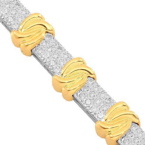 14K Solid Two Tone Gold Womens Diamond Bracelet 2.66 Ctw
