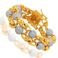 Thumbnail for 14K Solid Yellow Gold Mens Diamond Ball Bead Bracelet 16.50 Ctw