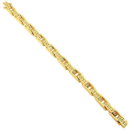 14K Solid Yellow Gold Mens Diamond Bracelet 6.00 Ctw
