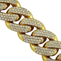 Thumbnail for 14K Solid Yellow Gold Mens Diamond Cuban Bracelet 19.00 Ctw