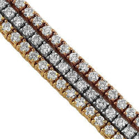 Thumbnail for 14K Three Tone Solid Gold Three-Row Diamond Bracelet 6.50 Ctw