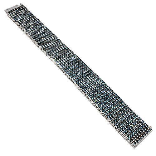 14K White Solid Gold Blue Diamond Mens Bracelet 64.35 Ctw