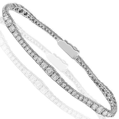 14K White Solid Gold Womens Diamond Bracelet 3.75 Ctw