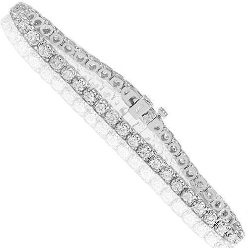14K White Solid Gold Womens Diamond Tennis Bracelet 2.75  Ctw
