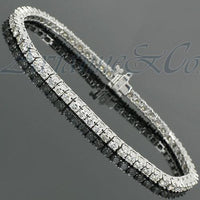 Thumbnail for 14K White Solid Gold Womens Diamond Tennis Bracelet 6.23 Ctw