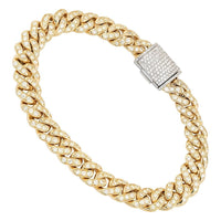 Thumbnail for 14k Yellow Gold Diamond Cuban Link Bracelet 9 mm 5.37 Ctw