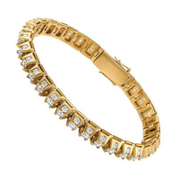 Thumbnail for 14k Yellow Gold Diamond Tennis Bracelet with Side Stones 8 mm 11 Ctw