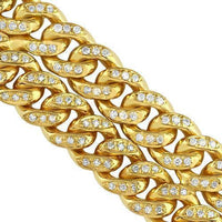 Thumbnail for 14K Yellow Gold Mens Two-Row Diamond Cuban Bracelet 8.50 Ctw