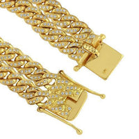 Thumbnail for 14K Yellow Gold Mens Two-Row Diamond Cuban Bracelet 8.50 Ctw