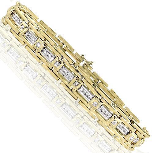 14K Yellow Solid Gold Mens Diamond Bracelet 2.50  Ctw