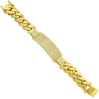 Thumbnail for 14K Yellow Solid Gold Mens Diamond Custom ID Cuban Bracelet 4.90 Ctw