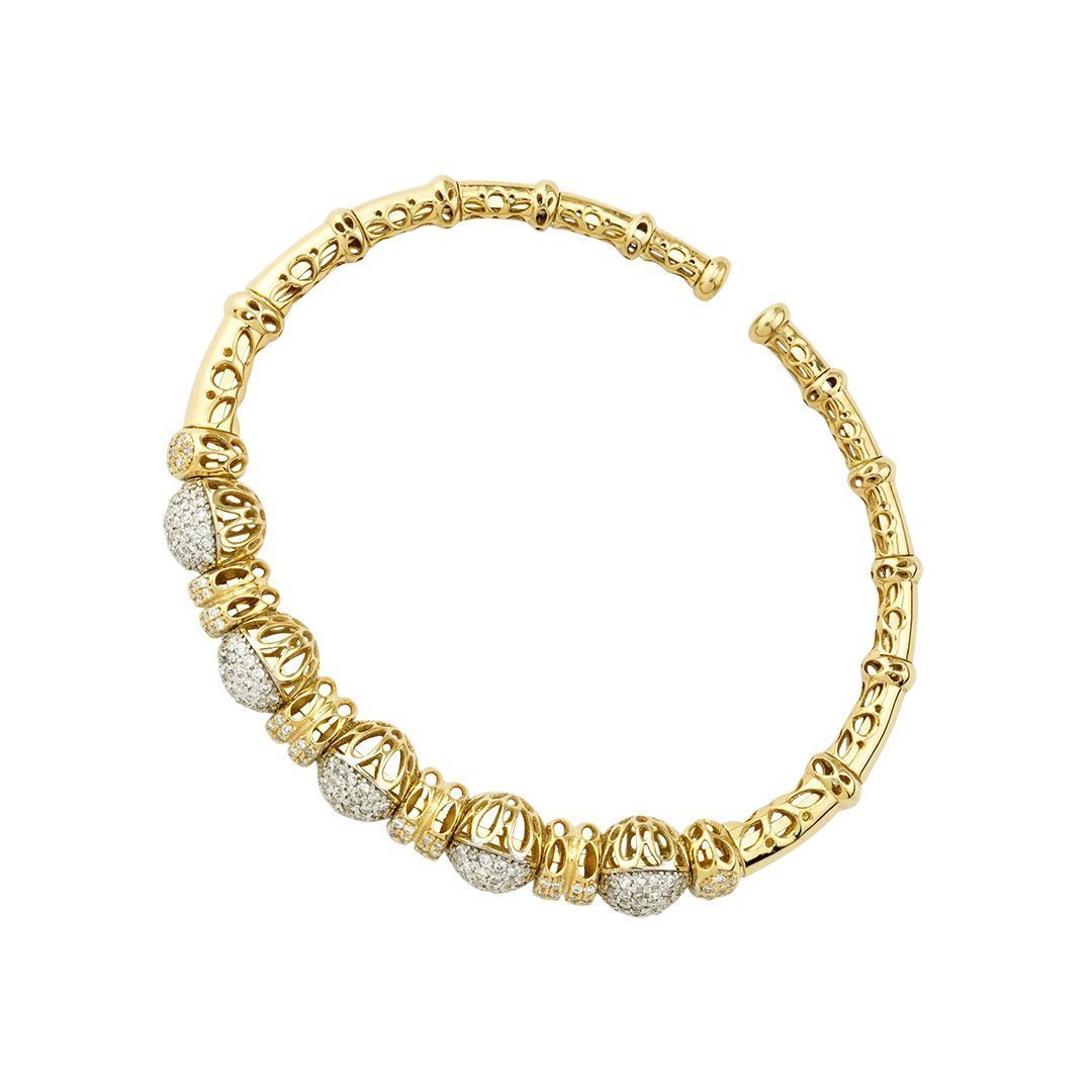 Diamond Bangle Bracelet in 14k Yellow Gold 2.55 Ctw
