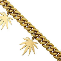 Thumbnail for Diamond Cuban Link Weed Marijuana Bracelet in 14k Yellow Gold 4.50 Ctw