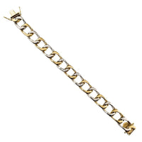Thumbnail for Diamond Square Curb Bracelet in 14k Two Tone Gold 12 mm 0.25 Ctw