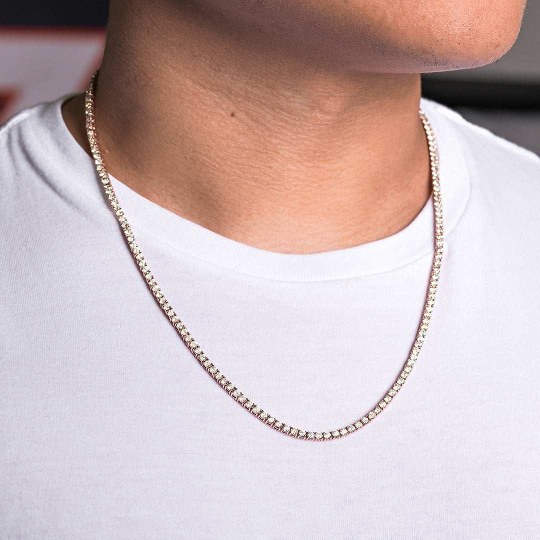 14k Rose Gold Tennis Chain 20 Inches 14.31 Ctw