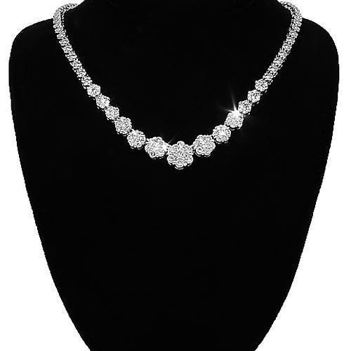 14K White Solid Gold Womens Diamond Necklace 3.50 Ctw