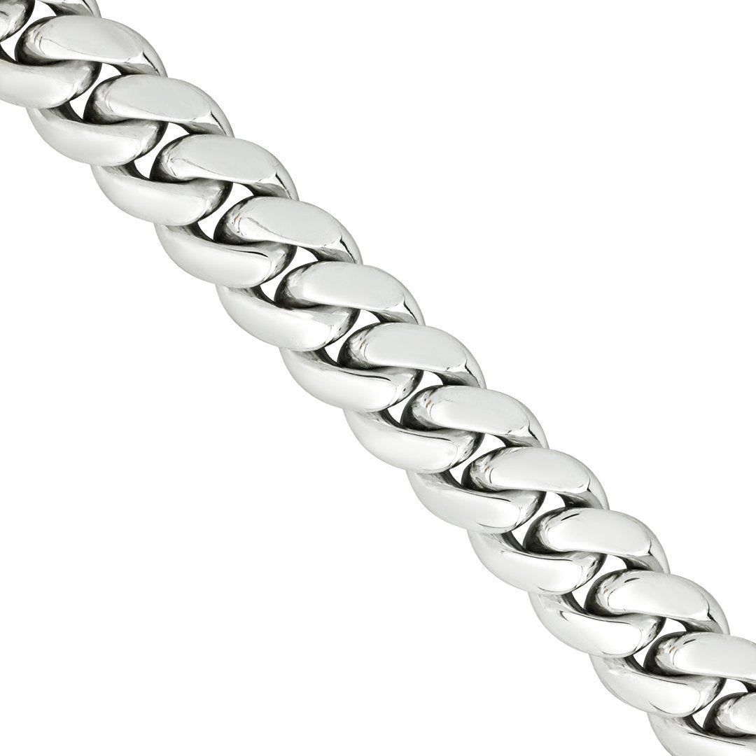 Diamond Cuban Link Chain in 14k White Gold 17 inches 21.11 Ctw 14.5 mm