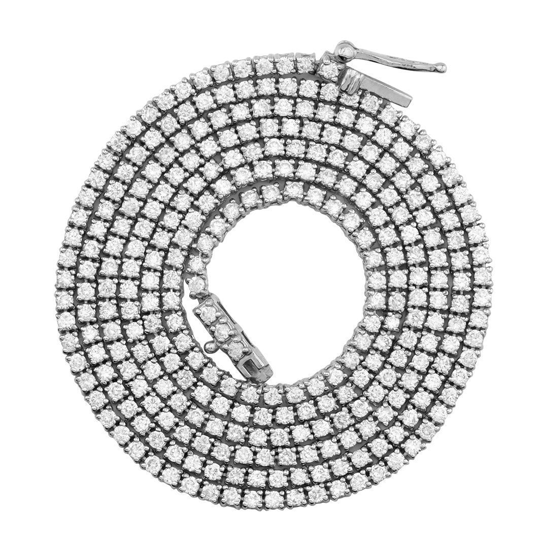 Diamond Tennis Chain in 10k White Gold 22 Inches 2 mm 5.40 Ctw