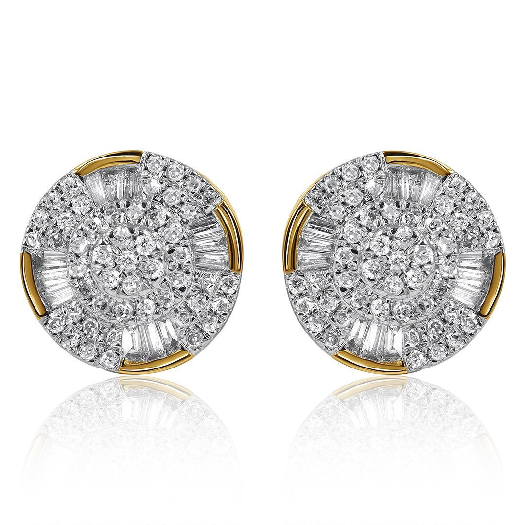 10k Yellow Gold Cluster Diamond Earrings 0.54 Ctw