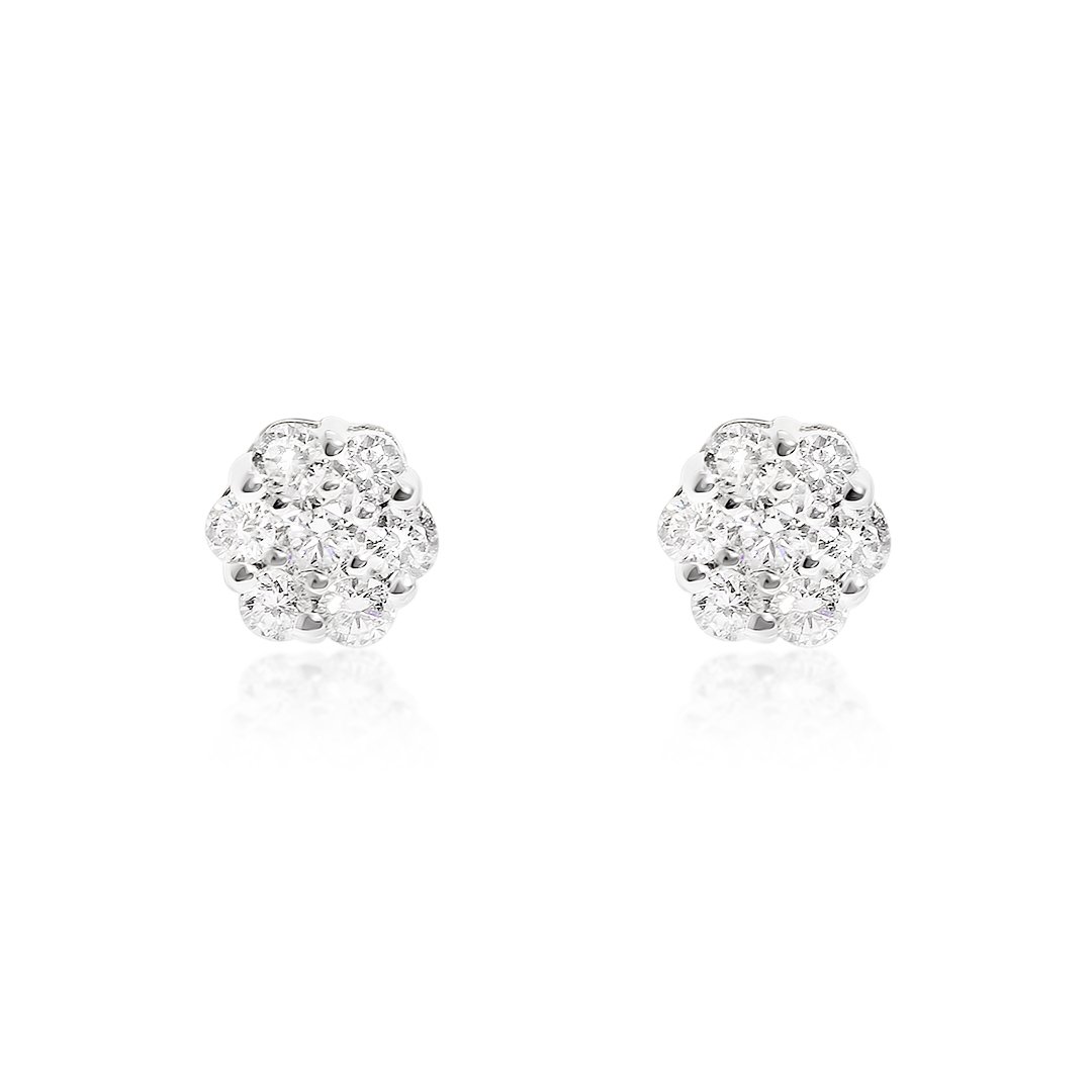 white Diamond Flower Set Earrings