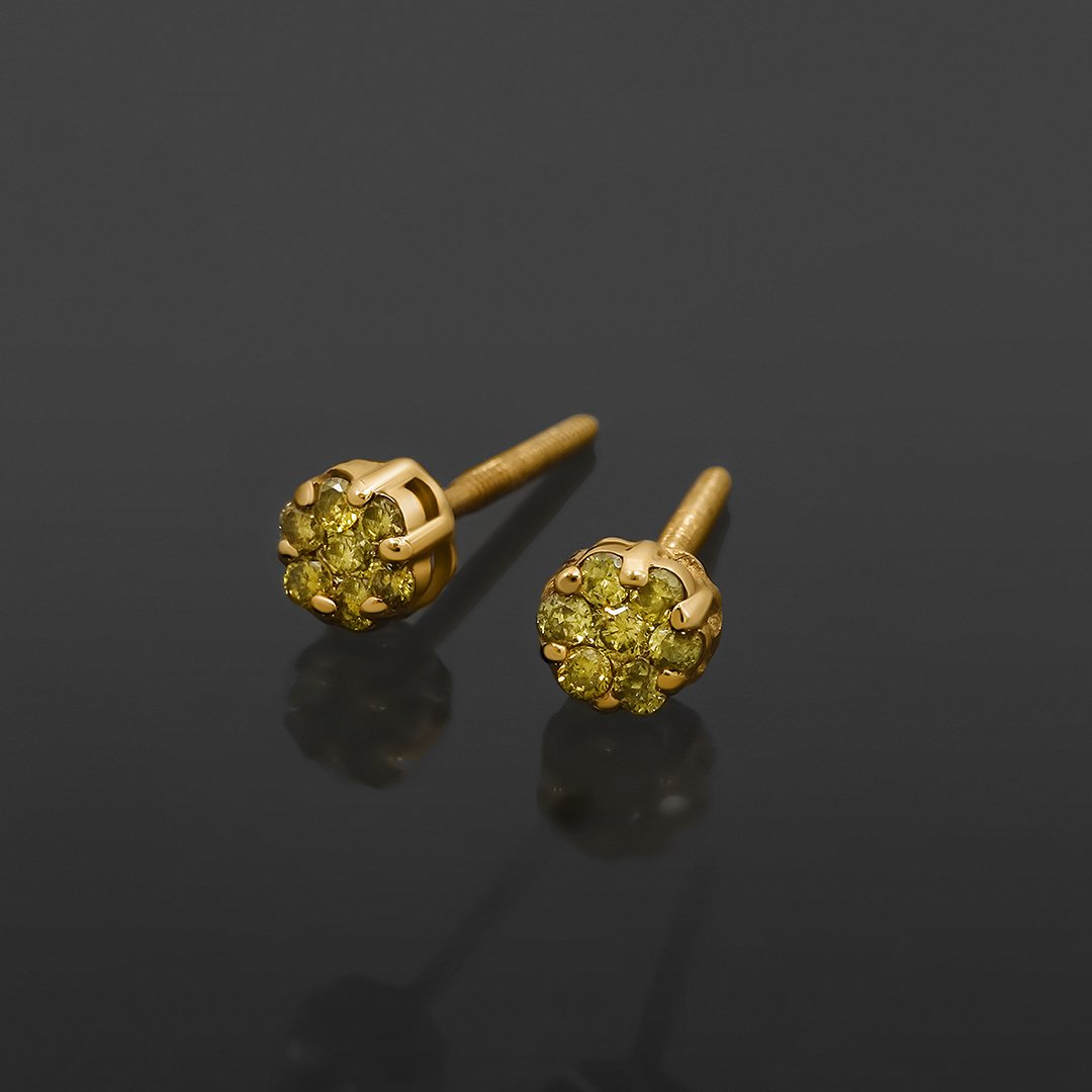 14k Yellow Gold Yellow Diamond Earrings 0.15 Ctw