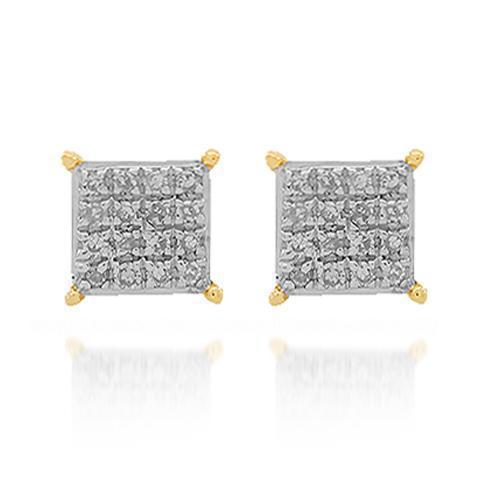 Yellow 10K Solid Yellow Gold Diamond Stud Earrings 0.11 Ctw